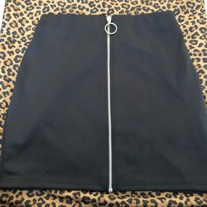 Zip Front O-Ring Black Mini SKirt